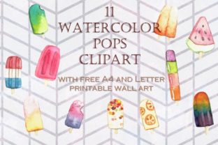 11 Hand Painted Watercolor Ice Pops Illustrations
