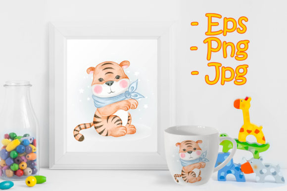 Baby Tiger Adorable Watercolor Illustrations