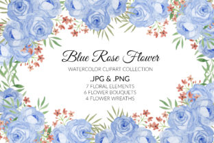 Blue Rose Watercolor Clipart & Illustrations