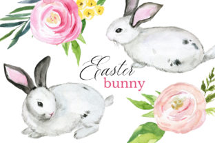Bunny Easter Watercolor Clipart Set Illustrations