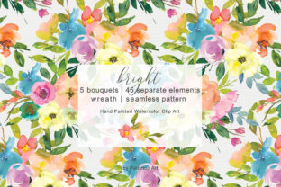 Colorful Watercolor Floral Clip Art & Illustrations