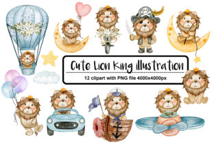 Cute Baby Lion Watercolor Illustrations