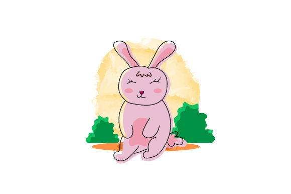 Hand Drawn Watercolor Cartoon Bunny Illustrations