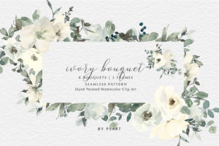 Ivory Watercolor Bouquets Frames Pattern