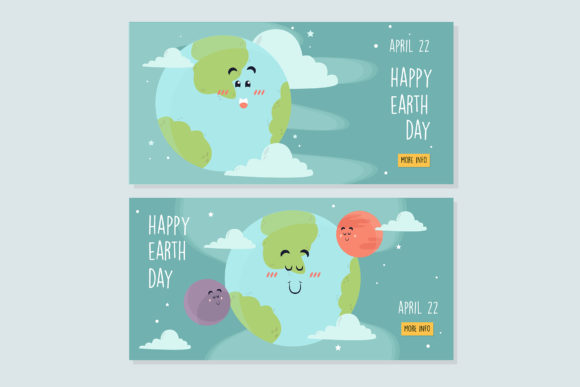 Mother Earth Day Banner Watercolor & Illustrations