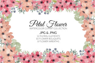 Petal Flower Watercolor Clipart Set & Illustrations
