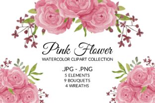 Pink Rose Watercolor Clipart & Illustrations