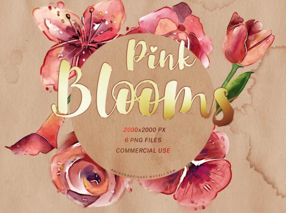 Pink Watercolor Flowers: Editorial Illustrations