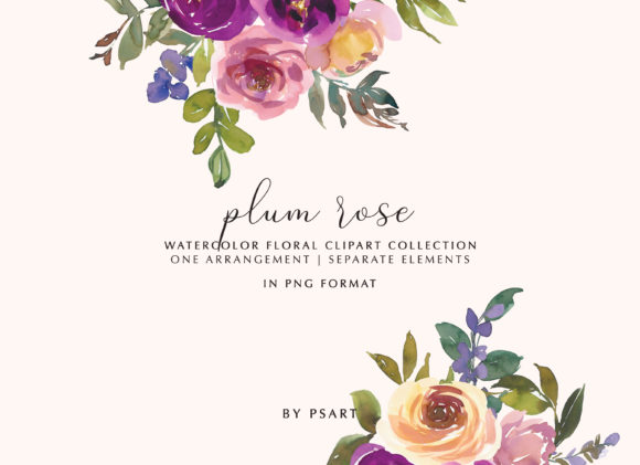 Plum and Blush Watercolor Floral Clipart Review