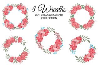 Red Rose Floral Watercolor Clipart Set & Illustrations