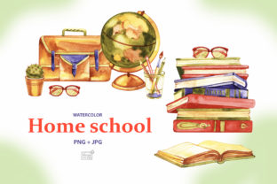 Watercolor Home School Cliparts & Illustrations