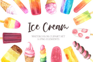 Watercolor Icecream Clipart Set 2 Illustrations