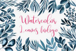 Watercolor Leaves Indigo Frames Clip Art