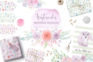 Watercolor Morning Meadow Floral Set & Illustrations