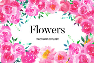 Watercolor Pink Peonies Flowers Clipart & Illustrations