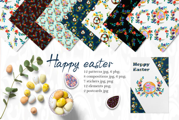Watercolor Set. Happy Easter Illustrations Review