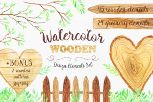 Watercolor Wooden Design Set Illustrations Review